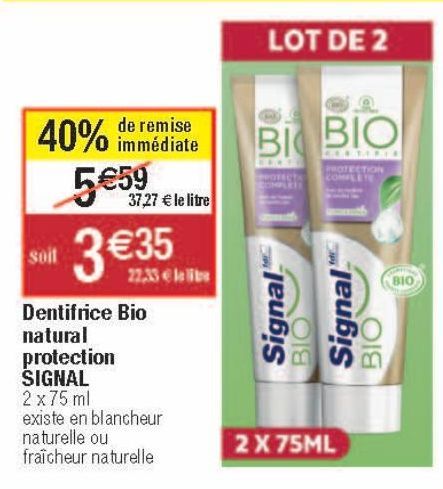 Dentifrice Bio natural protection Signal