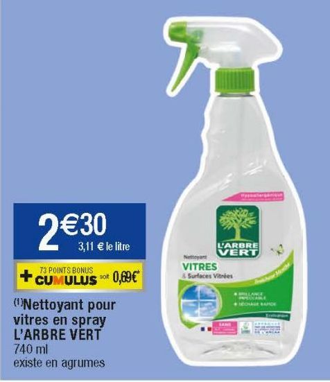 Nettoyant pour vitres en spray  L'Arbre Vert