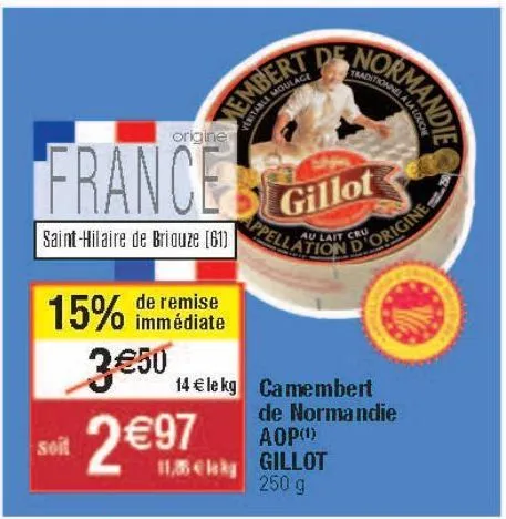 camembert de normandie aop gillot