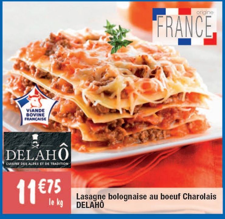 Lasagne bolognaise au boeuf Charolais Delahô