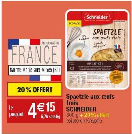 Spaetzle aux oeufs frais Schneider