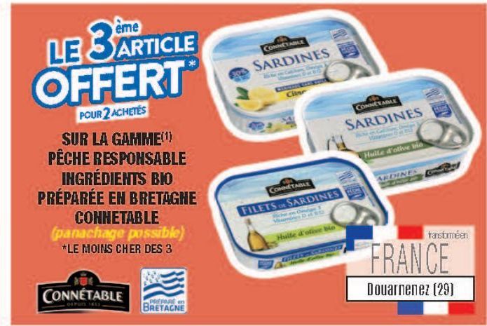 Sur la gamme pêche responsable ingrédients bio préparée en bretagne Connetable