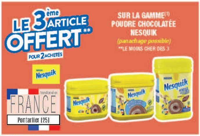 Sur la gamme poudre chocolatée Nesquik