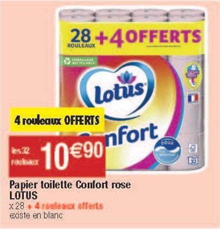 Papier toilette Confort rose Lotus