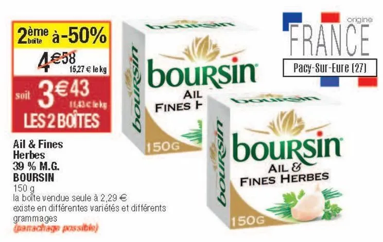 ail & fines herbes 39% mg boursin