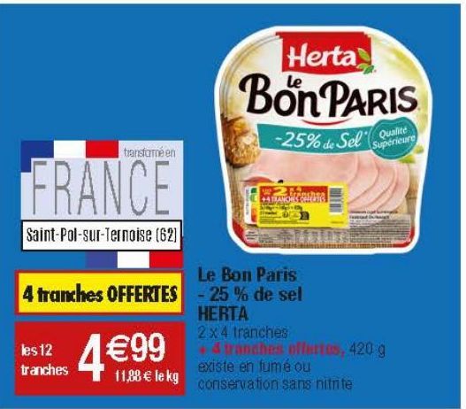 Le Bon paris -25% de sel Herta