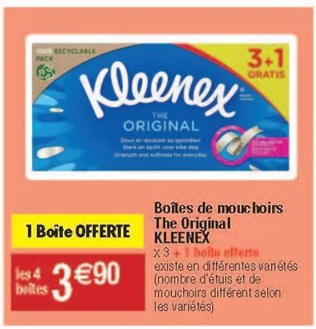 boîtes de mouchoirs the original kleenex