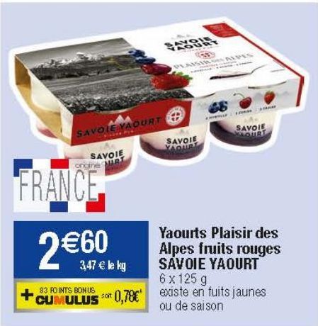 Yaourts Plaisir des Alpes fruits rouges Savoie Yaourt