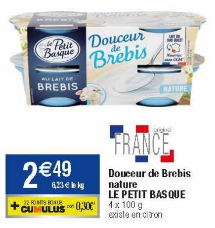 Douceur de Brebis nature Le Petit Basque