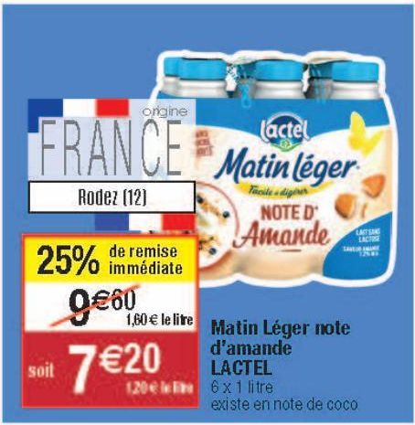 Matin Léger note d'amande Lactel