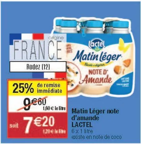 matin léger note d'amande lactel