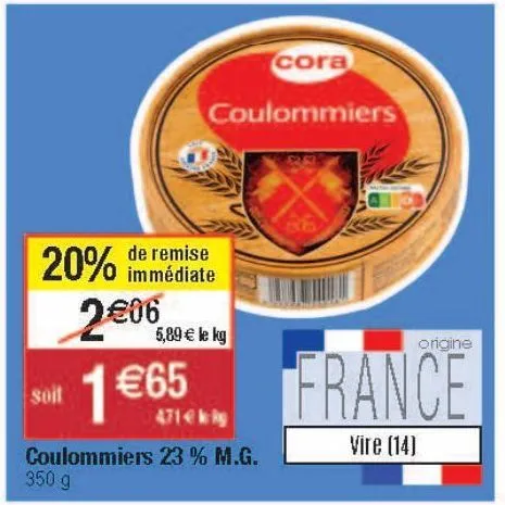 coulommiers 23% mg cora