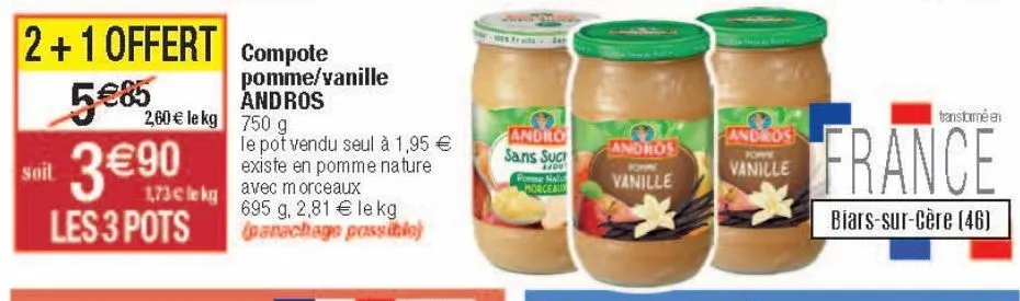 compote pomme/vanille andros