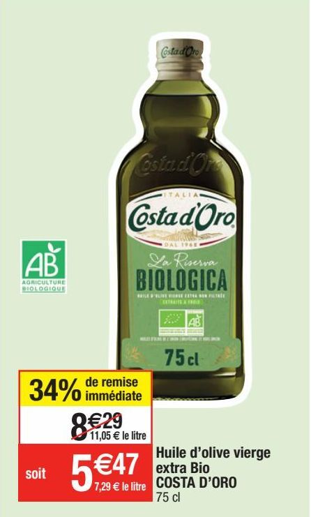 huile d'olive extra vierge bio Costa D'oro
