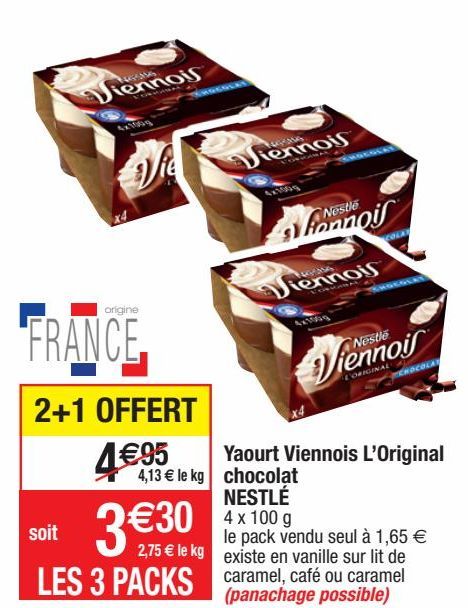 yaourt viennois l'original chocolat Nestlé