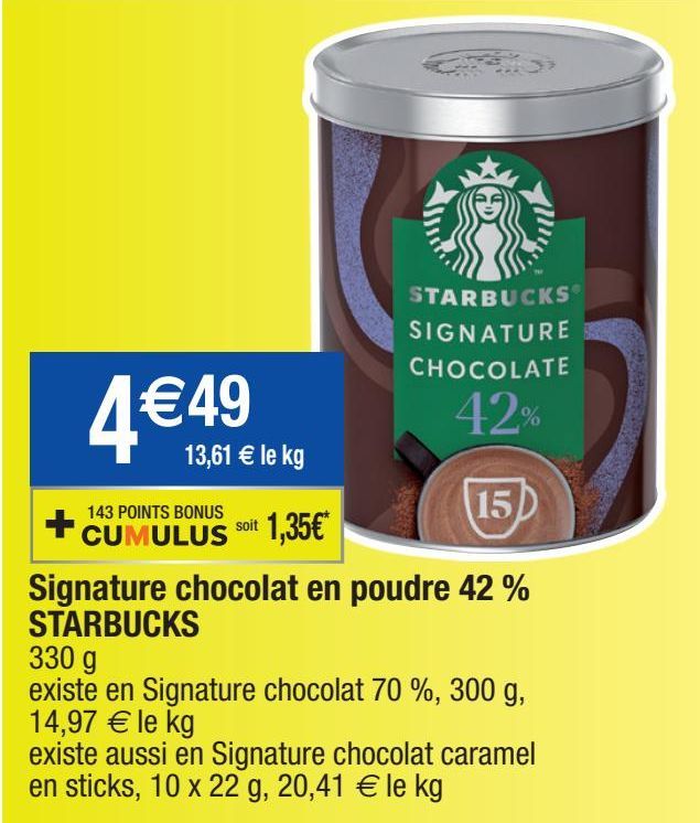 Signature chocolat en poudre 42% Starbucks