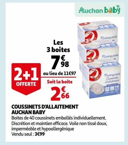 COUSSINETS D'ALLAITEMENT AUCHAN BABY