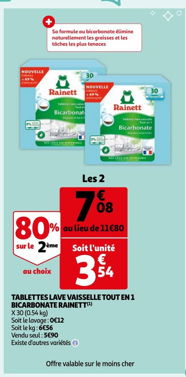 TABLETTES LAVE VAISSELLE TOUT EN 1 BICARBONATE RAINETT(1)