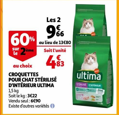 CROQUETTES POUR CHAT STÉRILISÉ D'INTÉRIEUR ULTIMA