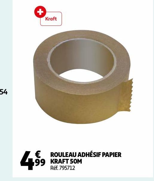 ROULEAU ADHÉSIF PAPIER KRAFT 50M