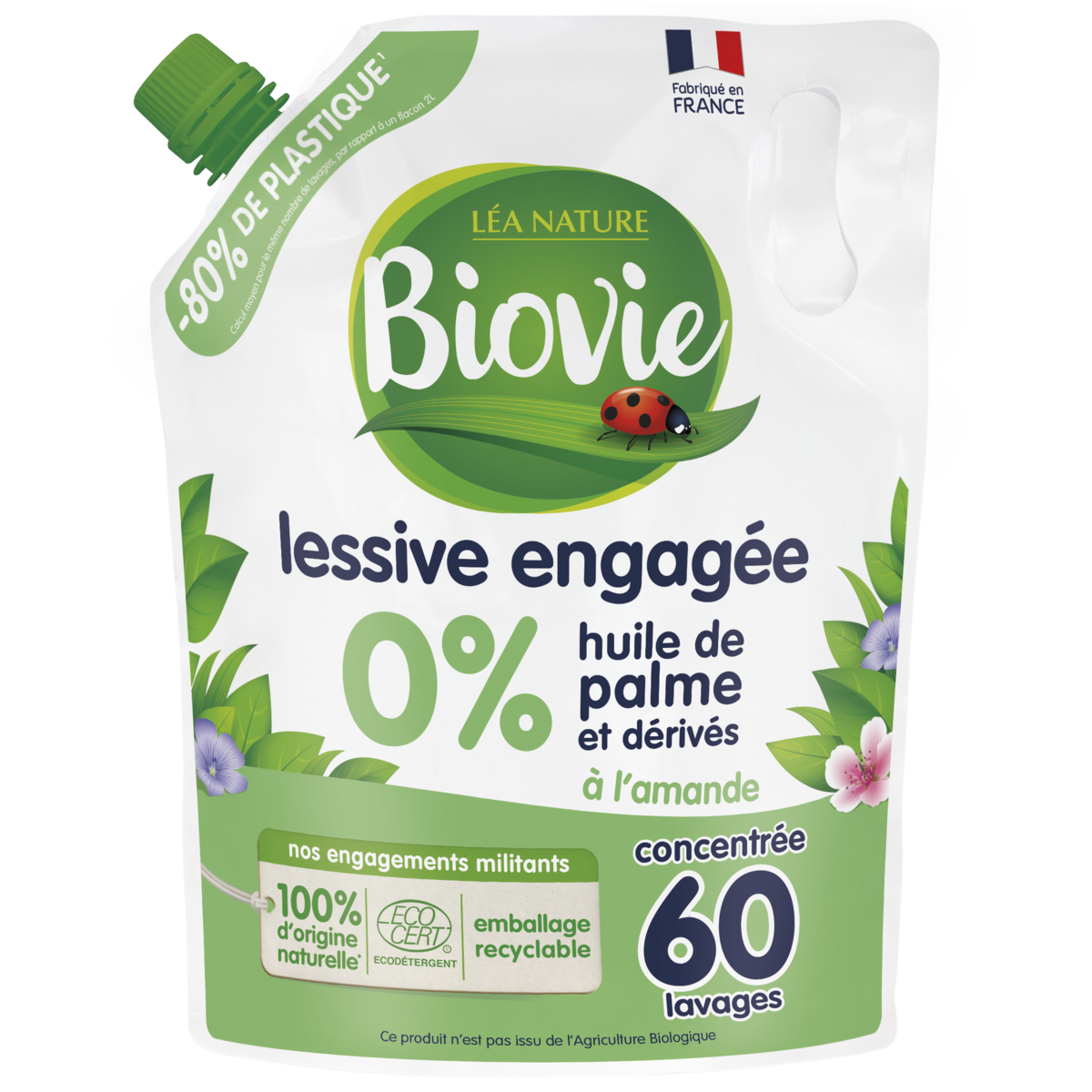 LESSIVE LIQUIDE CONCENTRÉE À L'AMANDE ECOCERT BIO BIOVIE(1)