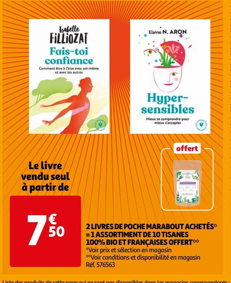 2 LIVRES DE POCHE MARABOUT ACHETÉS* = 1 ASSORTIMENT DE 10 TISANES 100% BIO ET FRANÇAISES OFFERT**