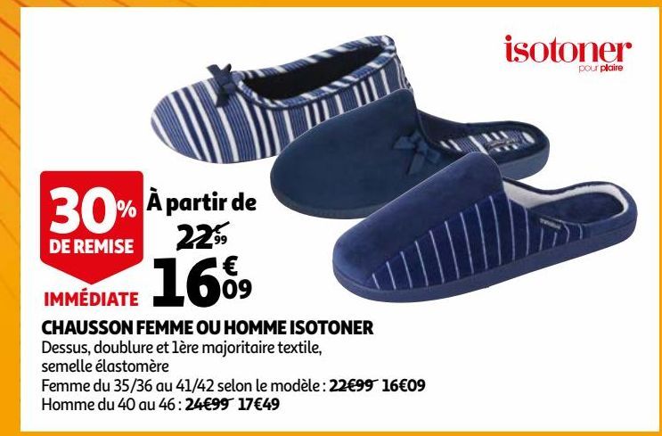 CHAUSSON FEMME OU HOMME ISOTONER