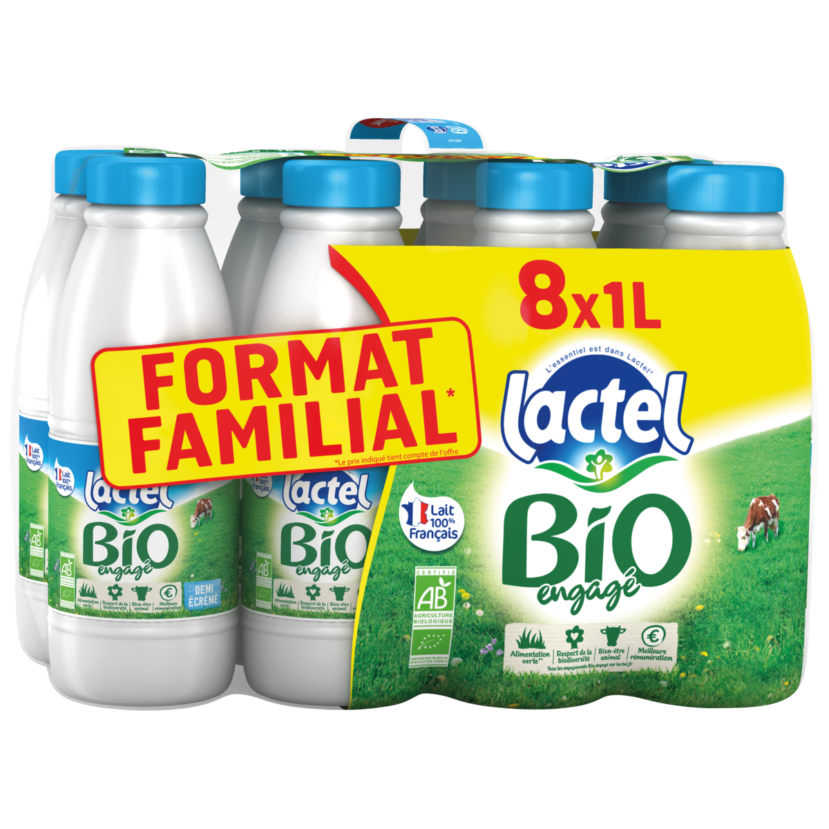 LAIT BIO DEMI-ÉCRÉMÉ LACTEL 