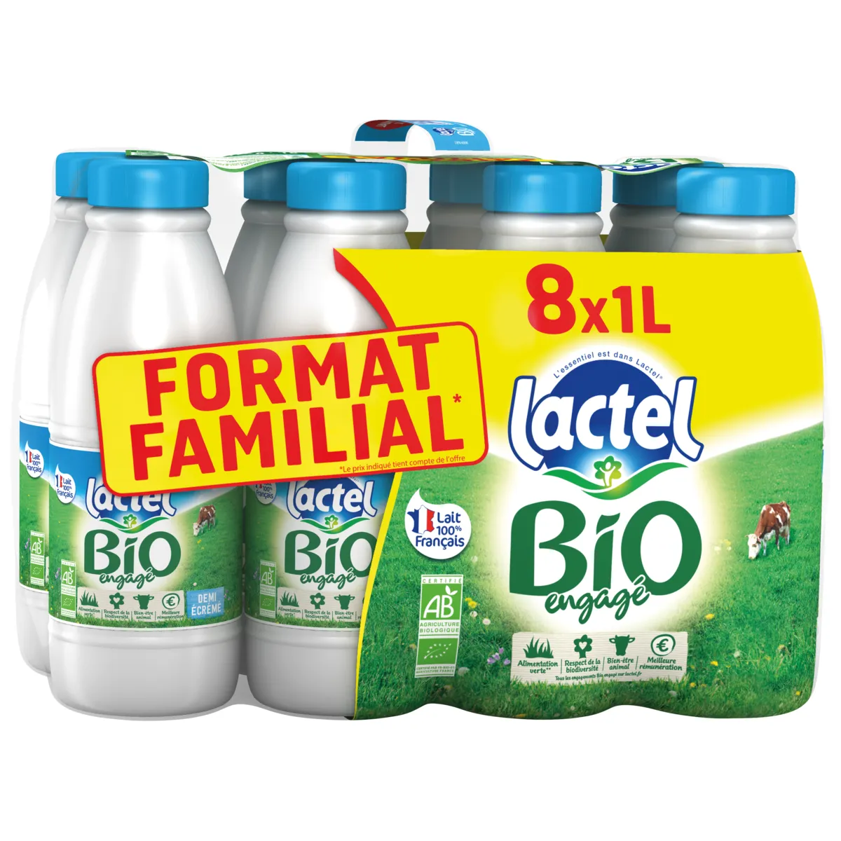lait bio demi-écrémé lactel 