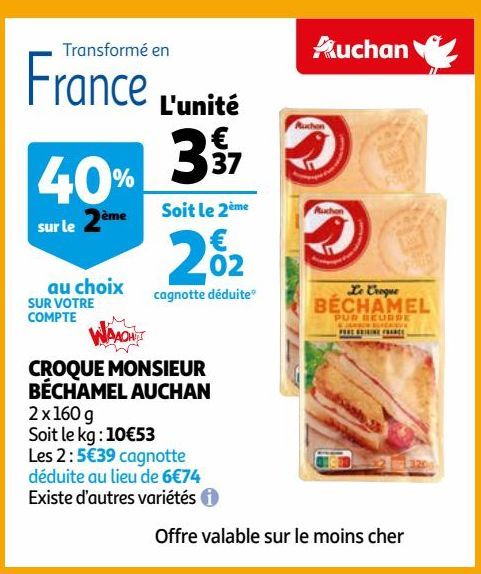 Croque Monsieur Bechamel Auchan