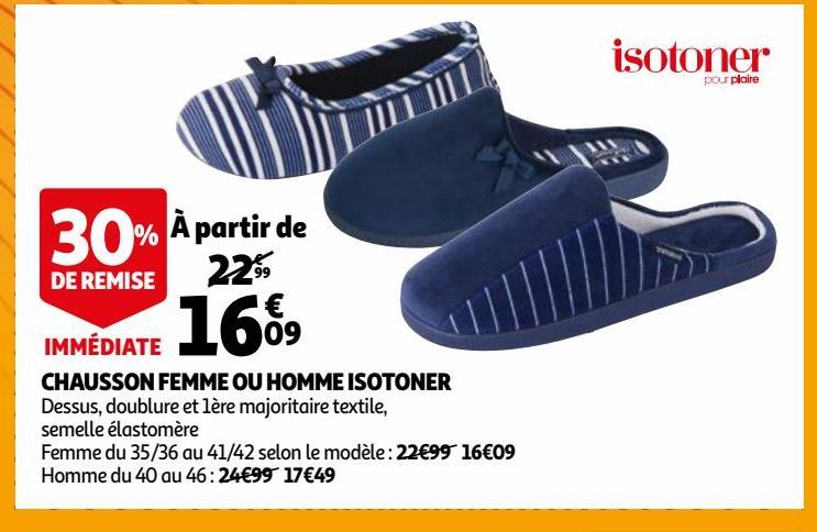 CHAUSSON FEMME OU HOMME ISOTONER