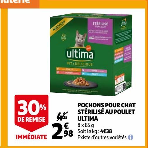 POCHONS POUR CHAT STÉRILISÉ AU POULET ULTIMA