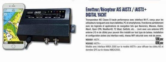 YACHT IAIS  Emetteur/Récepteur AIS IAISTX / ¡AISTX+  DIGITAL YACHT  Transpondeur AIS Classe B haute performance avec interface Wi-Fi, conçu pour les utilisateurs naviguant avec leurs tablettes, PC et 