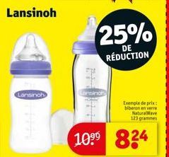 Lansinoh  (Lararch.  25%  DE  RÉDUCTION  Exemple de prix: biberon en verre Natural Wave  123 grammes  10⁹⁹9 824 