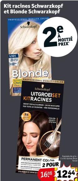 Kit racines Schwarzkopf et Blonde Schwarzkopf  PROFESSIONAL QUALITY COLOR  L101 8  UGLE  Schwarzkopf  Blonde  OME  PROFESSIONAL QUALITY COLOR  2  Schwarzkopf UITGROEISET KITRACINES  GESCHT VOOR ALLE L