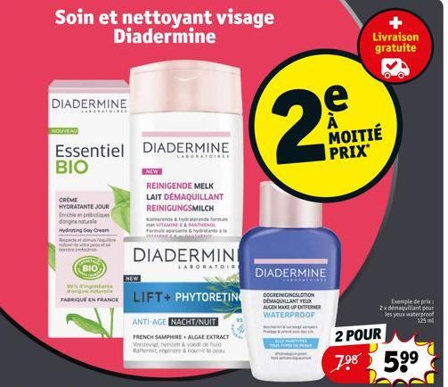 Soin et nettoyant visage Diadermine  DIADERMINE  NOUVEAU  Essentiel DIADERMINE BIO  ARORATOIRE  CREME HYDRATANTE JOUR  Eiche pribiction d'origine naturale Hydrating Day Cream peceat  bomire protect  B