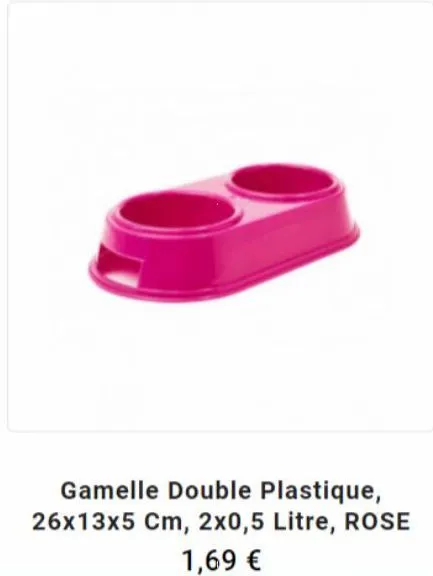gamelle double plastique, 26x13x5 cm, 2x0,5 litre, rose  1,69 € 