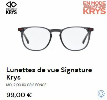 signature  krys  en mode signature  krys  оо  lunettes de vue signature krys  moj2103 110 gris fonce  99,00 € 