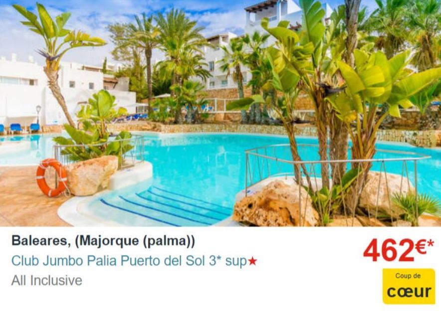 Baleares, (Majorque (palma))  Club Jumbo Palia Puerto del Sol 3* sup★ All Inclusive  462€*  Coup de  cœur  