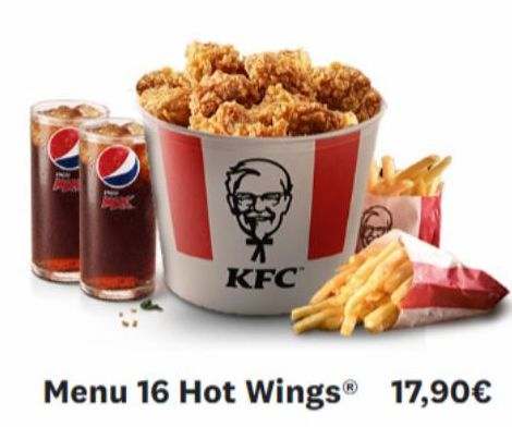 KFC  Menu 16 Hot Wings 17,90€ 