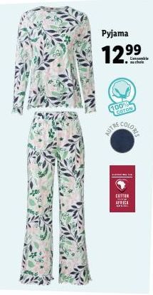 Pyjama  12.⁹⁹  namble  100% COTON  AUTRE  COLORIS  COTTON  AFRIC  MEE  S 