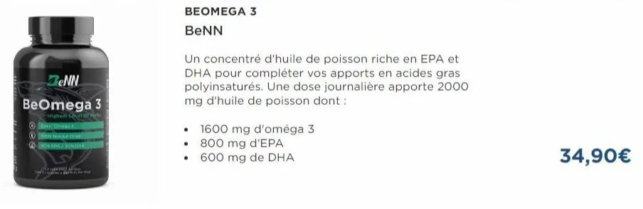 zenn  beomega 3  higher level of t base orman 3  gon fowjon dha  top 16  beomega 3 benn  un concentré d'huile de poisson riche en epa et dha pour compléter vos apports en acides gras polyinsaturés. un