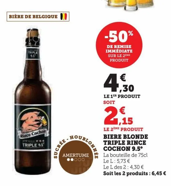 biere blonde  triple rince  cochon 9.5°