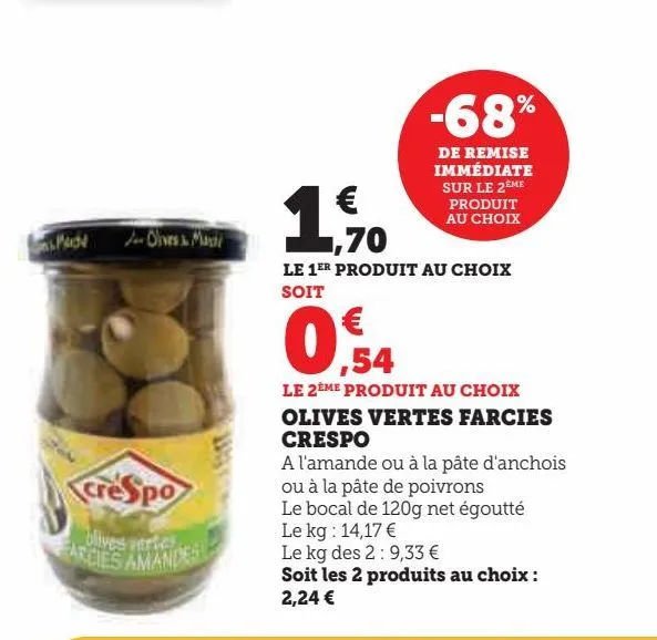 olives vertes farcies  crespo