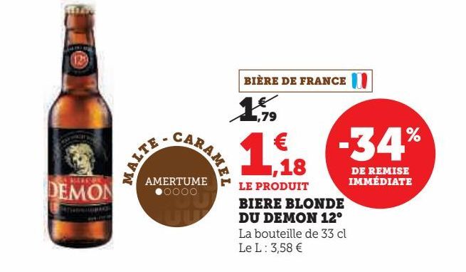 BIERE BLONDE  DU DEMON 12°