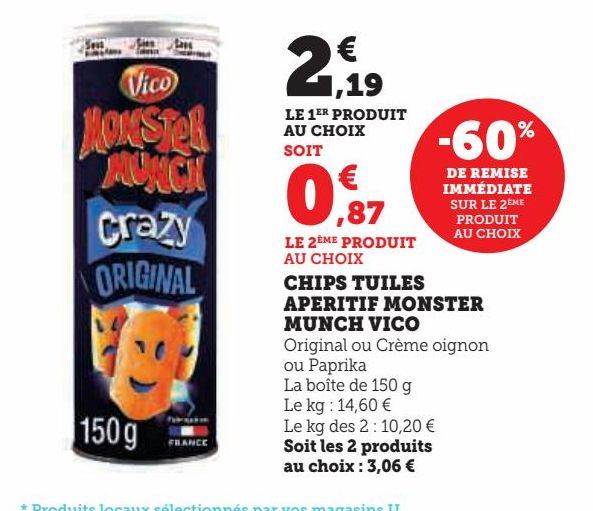 CHIPS TUILES  APERITIF MONSTER  MUNCH VICO