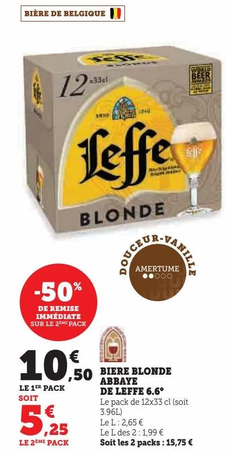 biere blonde  abbaye  de leffe 6.6°