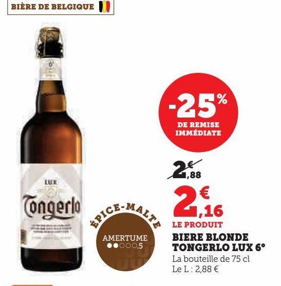 BIERE BLONDE  TONGERLO LUX 6°