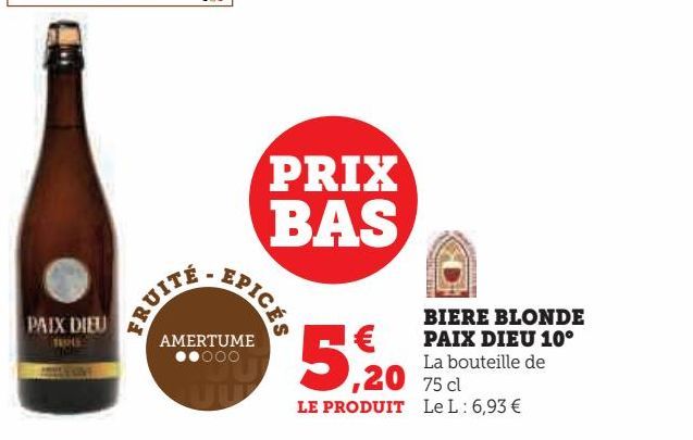 BIERE BLONDE  PAIX DIEU 10°