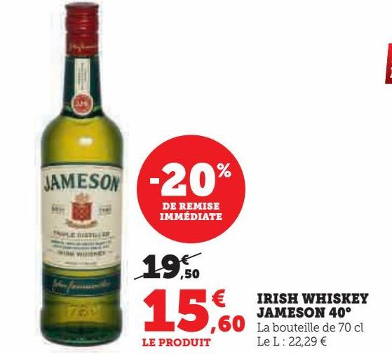 irish whiskey Jameson 40°